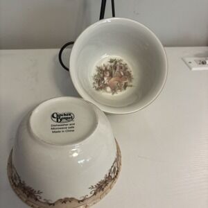 Cracker Barrel Winter Woodland Rabbits Bowls Set of 2